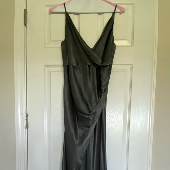 Shona Joy La Lune Cross Draped Maxi dress in Olive ball gown Christmas holiday - Picture 4 of 5